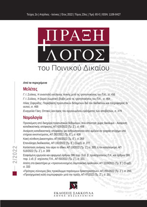Γ. Συλίκος, Η αναστολή εκτέλεσης ποινής μετά τις τροποποιήσεις του Π.Κ., σε: ΠραξΛογΠΔ 2/2022