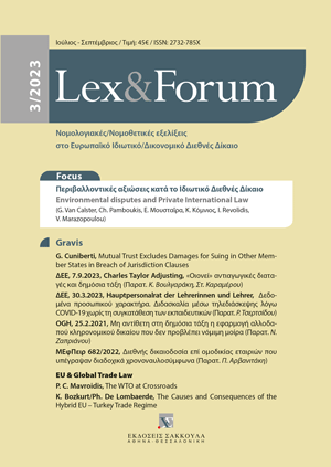 Κ. Κόμνιος, Η «κλιματική δίκη»: Δικονομικά ζητήματα, σε: Lex&Forum 3/2023