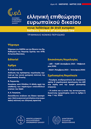 Ο. Σπηλιόπουλος, Ανάλυση της πρόσφατης νομολογίας σχετικά με την κοινή εμπορική πολιτική της Ευρωπαϊκής Ένωσης, σε: ΕΕΕυρΔ 1/2026